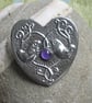 Heart Brooch with Rose Quartz, Love Birds Design - Image 3