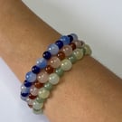 Three glass beads bracelets in Earth tones