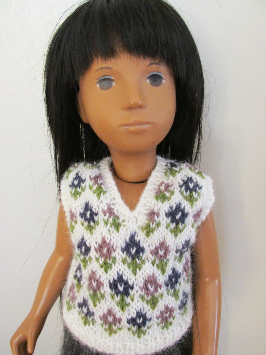 Sasha Dolls Clothes, Hand Knitted Tank Top, Dolls Vest, Alpaca Wool