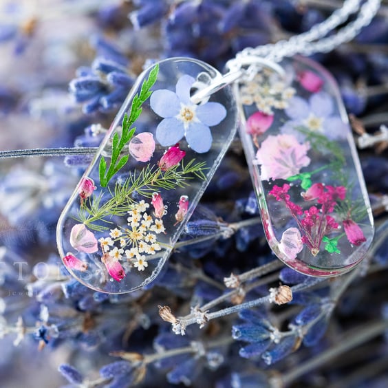Tiny Flowers Dog Tags Necklace - Flower Confetti