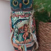 Quirky Owl Fabric Soft Sculpture Decoration Ornament