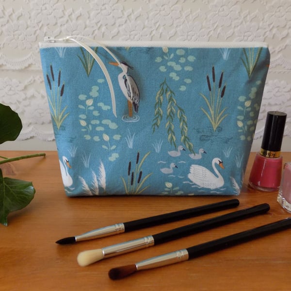 'Swan & Heron' Fabric Make Up Bag Case