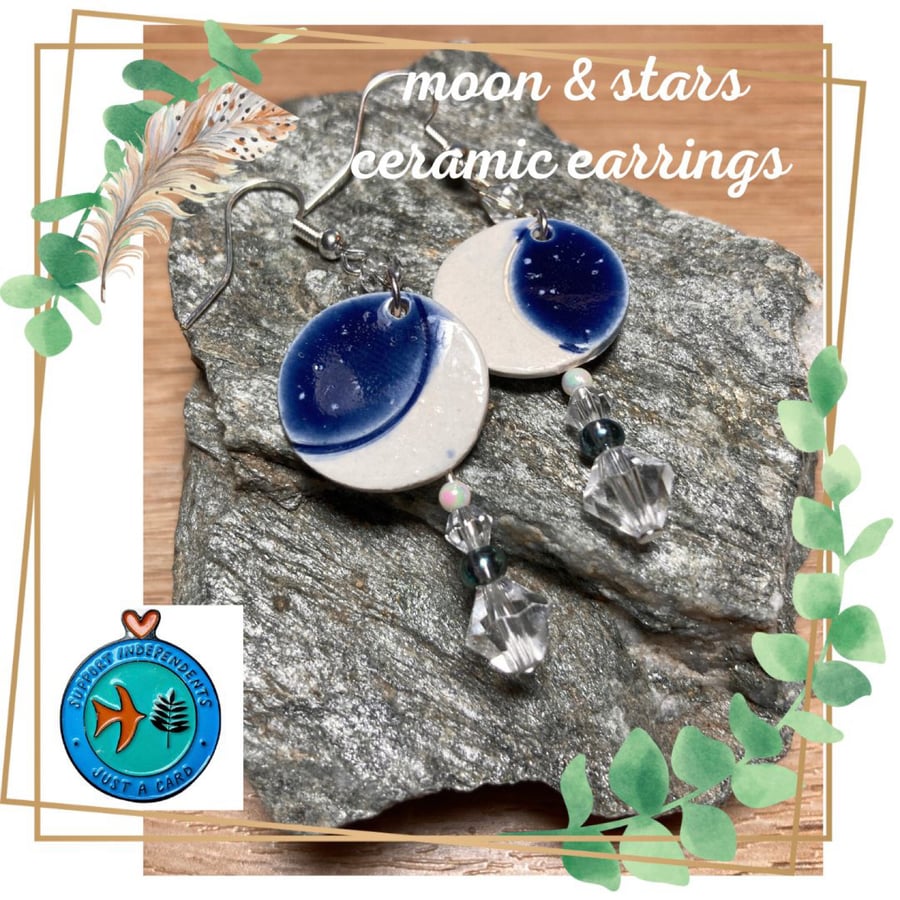 Ceramic Moon & Stars earrings 