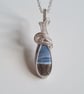 Natural Owyhee Blue Opal & 925 Silver Necklace Pendant Gift Crystal Jewellery  - Image 2