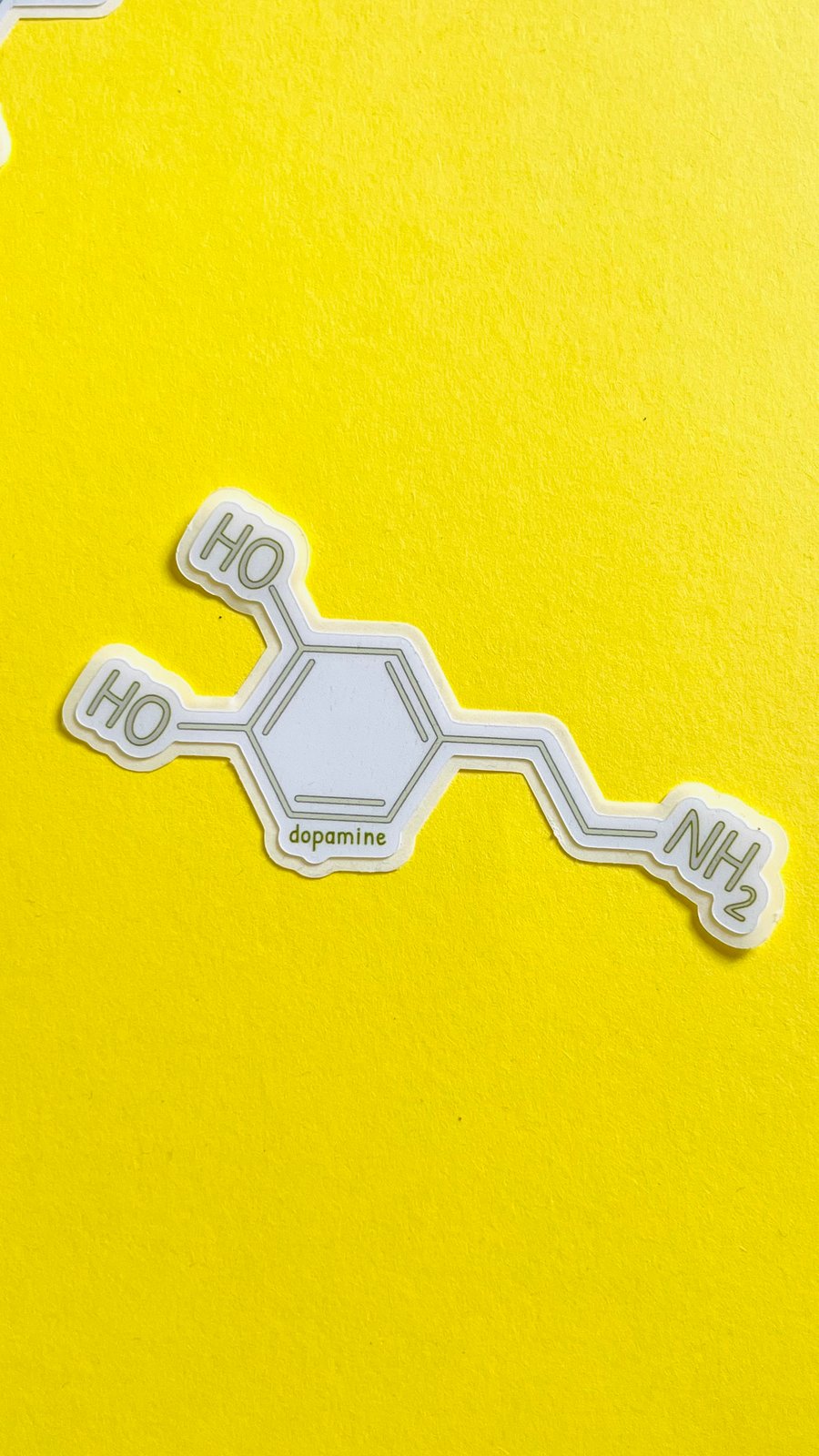 Dopamine molecule sticker. Vinyl sticker, matte laminated, die cut, easy peel.
