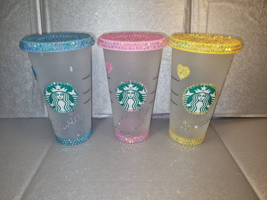 Starbucks Partially Blinged Rhinestone Cold Cup Personalised Name Venti 22oz