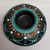 Hand painted turquoise mandala tea light holder