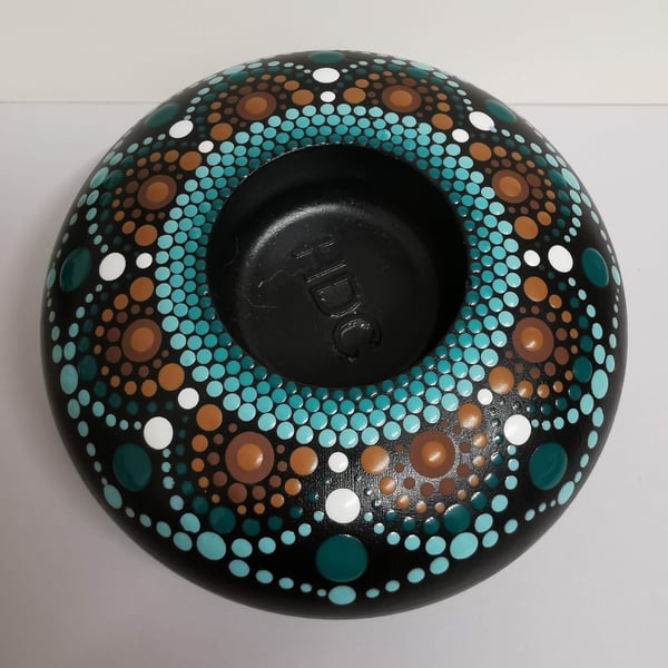 Hand painted turquoise mandala tea light holder