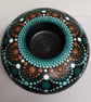 Hand painted turquoise mandala tea light holder
