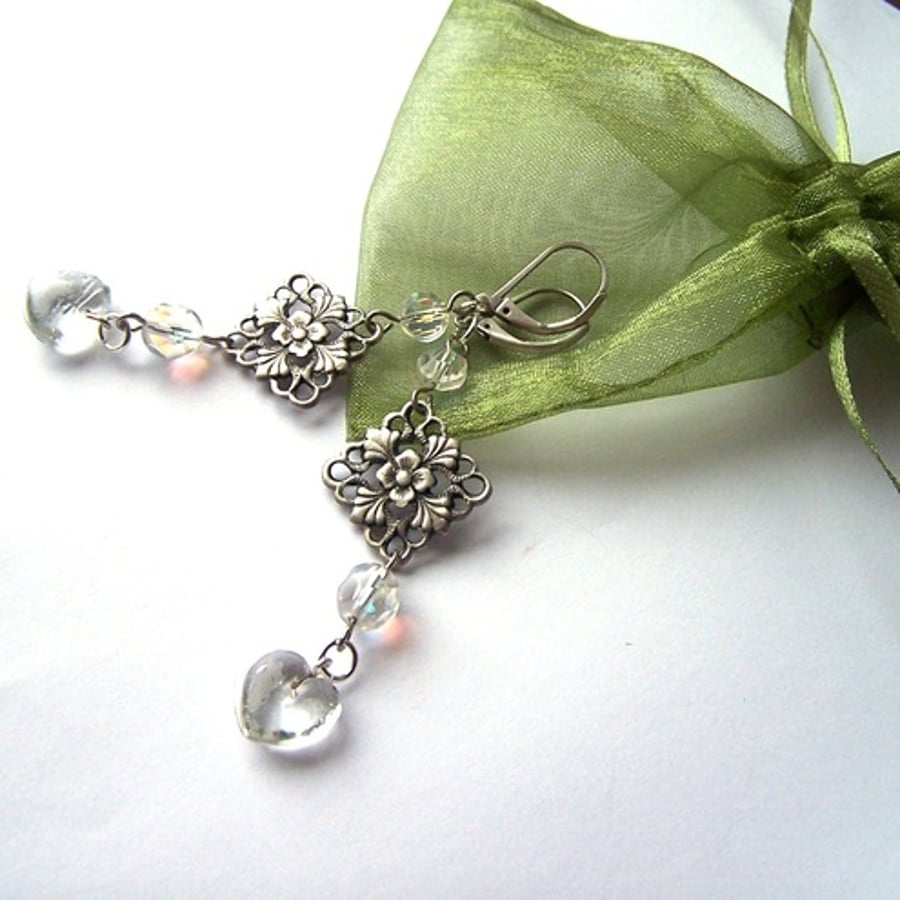 Sparkly Crystal and Filigree Earrings