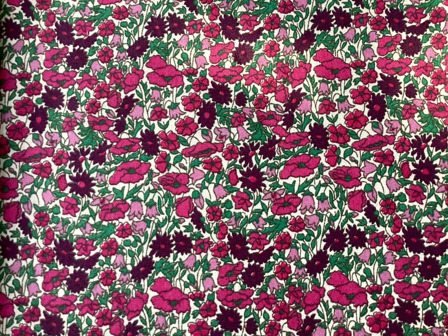 Liberty Tana Lawn Fabric Scrap 10inch Square - PETAL & BUD Purple Burgundy Flora