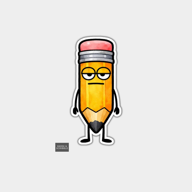 Funny Snarky Vinyl Sticker For Adults - Grumpy Pencil