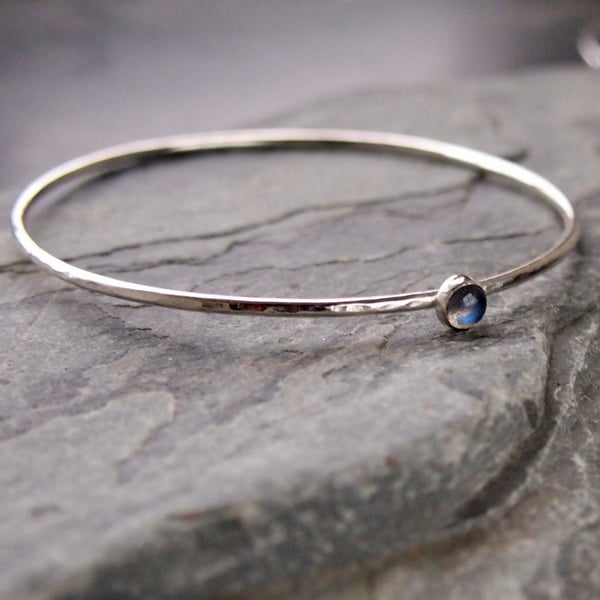 Sterling Silver Bangle with Labradorite