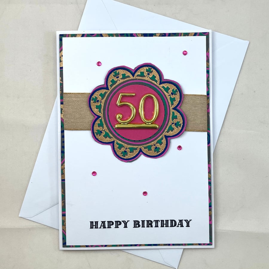 Handmade 50th Birthday card