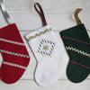 SALE - Set of Three Small Felt Christmas Stockings in Traditional Colours