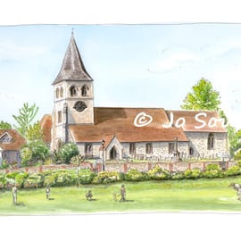 Hallowed Be They Game at St Mary's Church, Overton -  Limited Edition Art Print