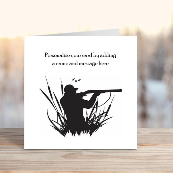 Personalised Black and White Hunting & Shooting Card 
