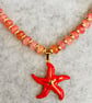 Coral dreams - coral coloured beads with starfish pendant - Image 2