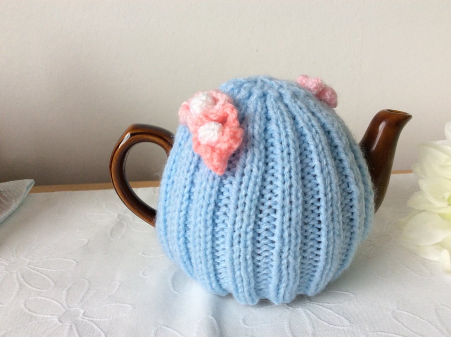 Mother's Day Tea Cosy - blue and pink  a 1-2 cup or 0.5 pint pot