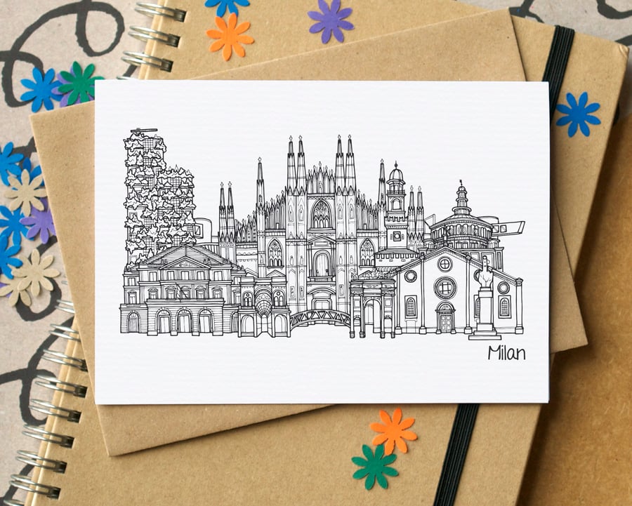 Milan Skyline Greetings Card