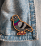 Hand-Painted Wooden Pigeon Pin – Bird Lover Gift - Image 3