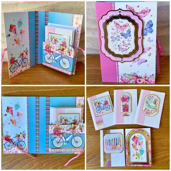 Set of Greeting Cards in a Book Shaped Card Holder. Book of Greeting Cards. 
