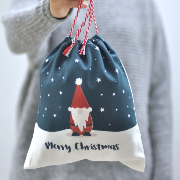 Reusable Christmas gift bag - Cotton bag - Eco-friendly gift bag 