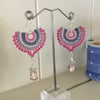 Pretty pink beaded festival fan macrame earrings, boho earrings, valentine gift