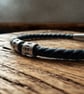 Personalised Men's Leather Bracelet with Three Hand Stamped Name Rings - Image 4