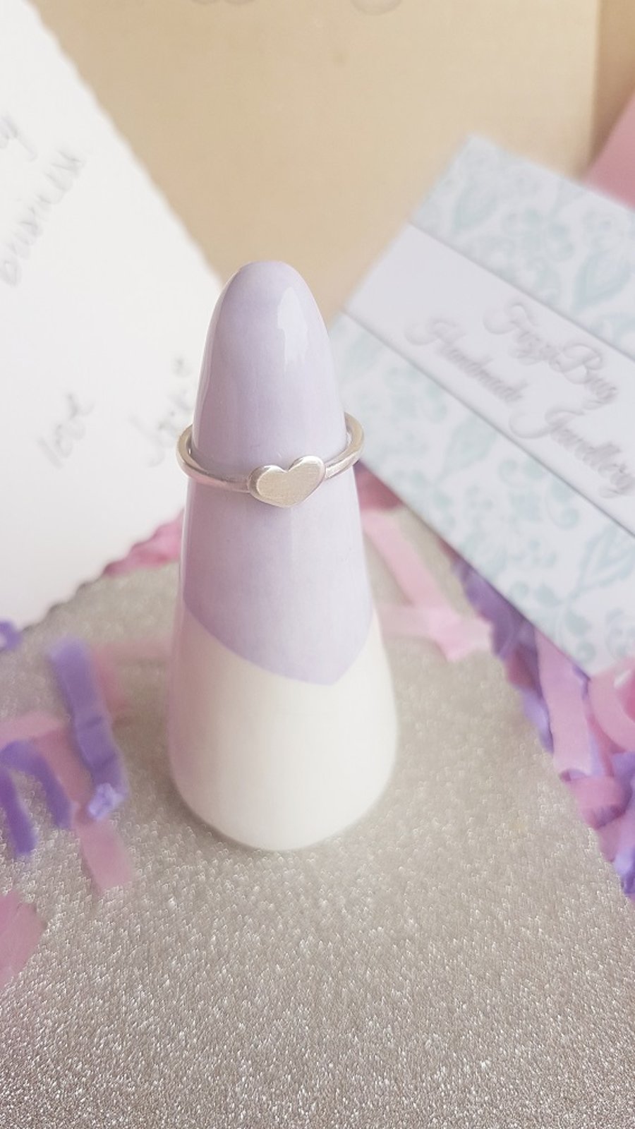 Sterling Silver Stacker Ring with Heart