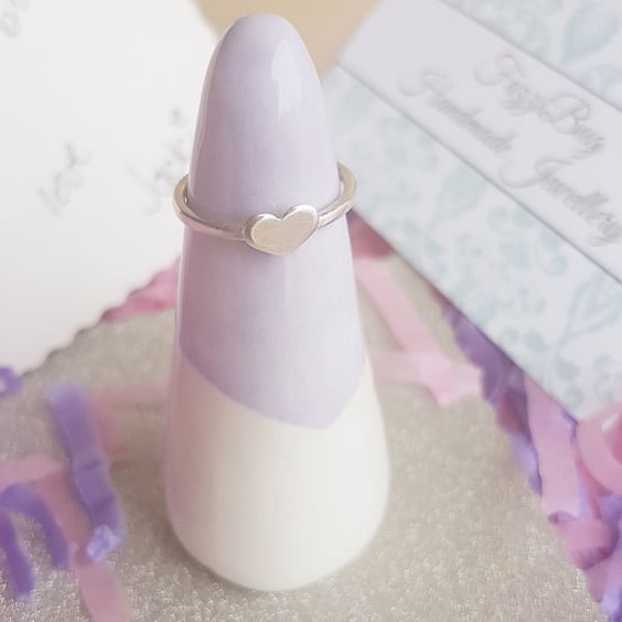 Sterling Silver Stacker Ring with Heart