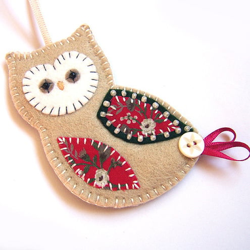 Christmas Owl Decoration - Folksy
