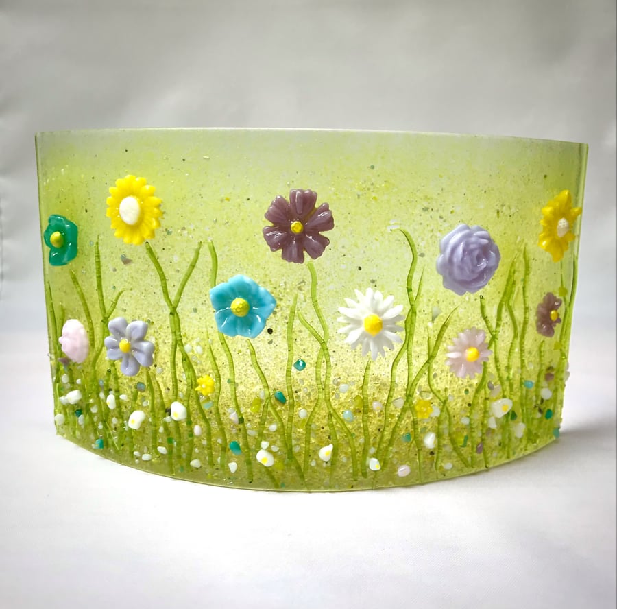 Summer Wild Flowers Meadow Glass Arch Screen