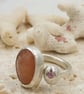 Rose Cut Peach Moonstone Slice Ring - Image 8