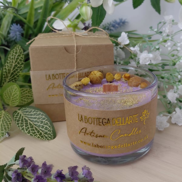 Lavender Chamomile and Vanilla Soy Wax Candle Eco Friendly Gift