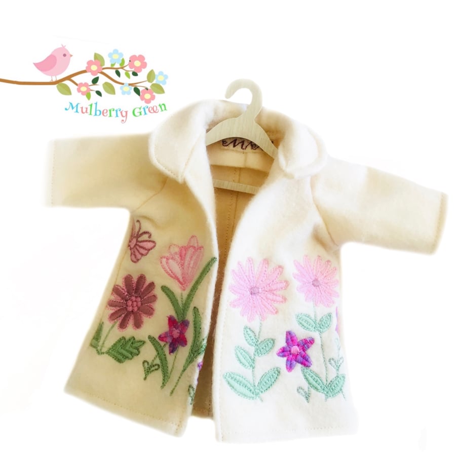 Reserved for Julie - Cream and Pink Embroidered Coat