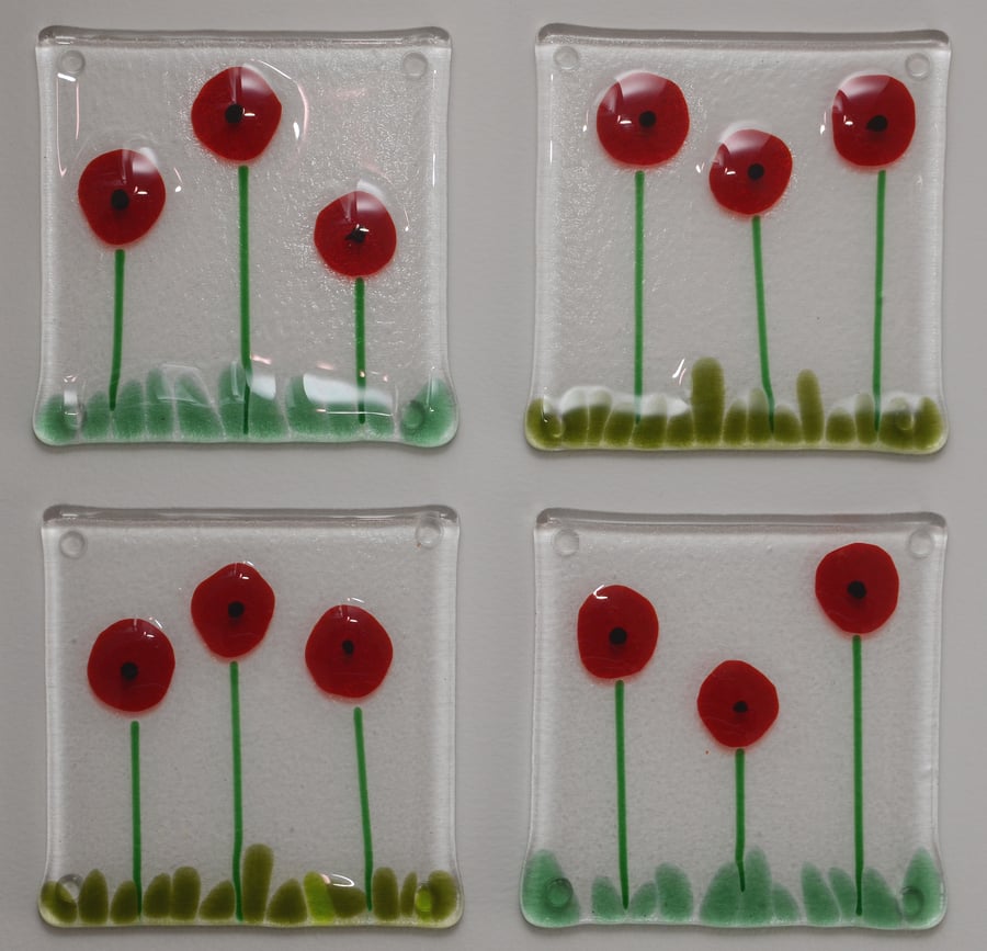 Poppy coasters, set of 4