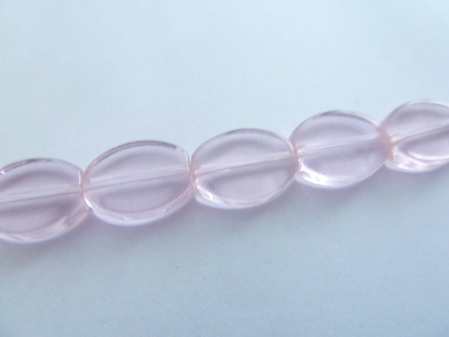 SALE pink oval glass beads