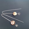 Long silver and pearl earrings