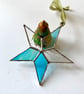 Iridescent blue teal stained glass star, stained glass Christmas decoration  - Image 8
