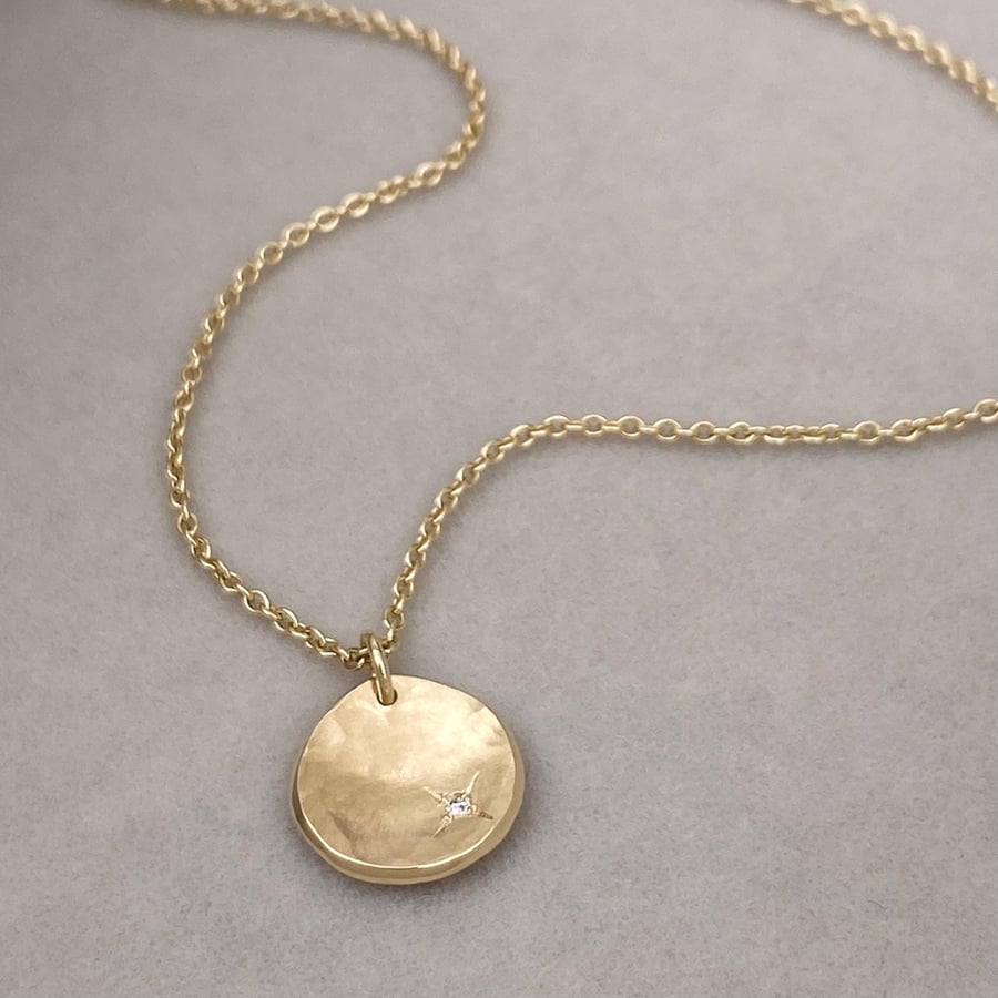 Handmade 9ct solid yellow, rose or white gold 10mm petal diamond charm necklace