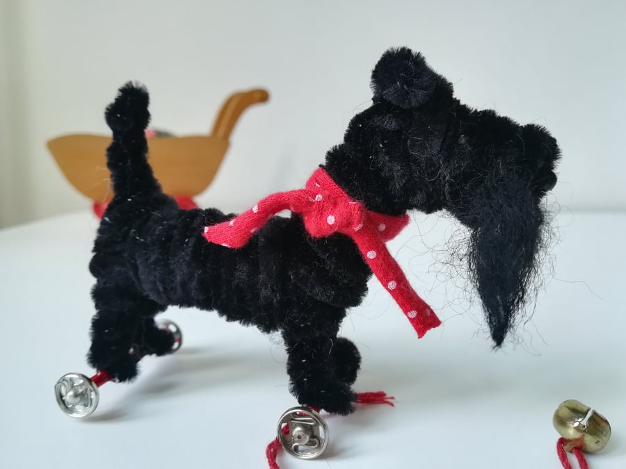 Scottie on Wheels - Miniature Vintage Style Handmade OOAK Sculpture