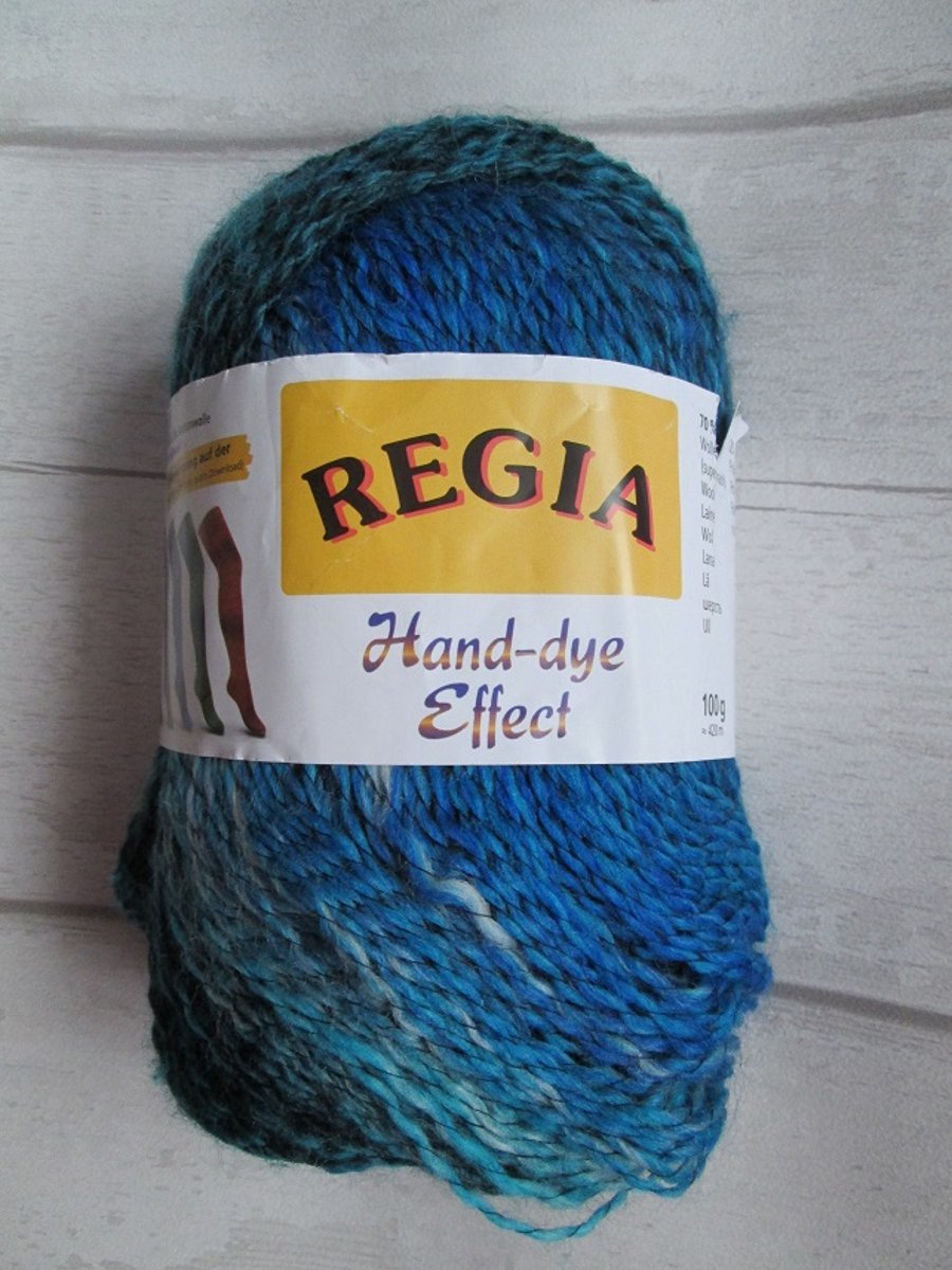 Destash - 100 g Ball Coats Regia Sock Wool in blue and turquoise mix