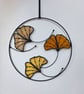 Handmade Stained Glass Amber Autumn Ginkgo Leaf Wall Hanging Gift - Image 1