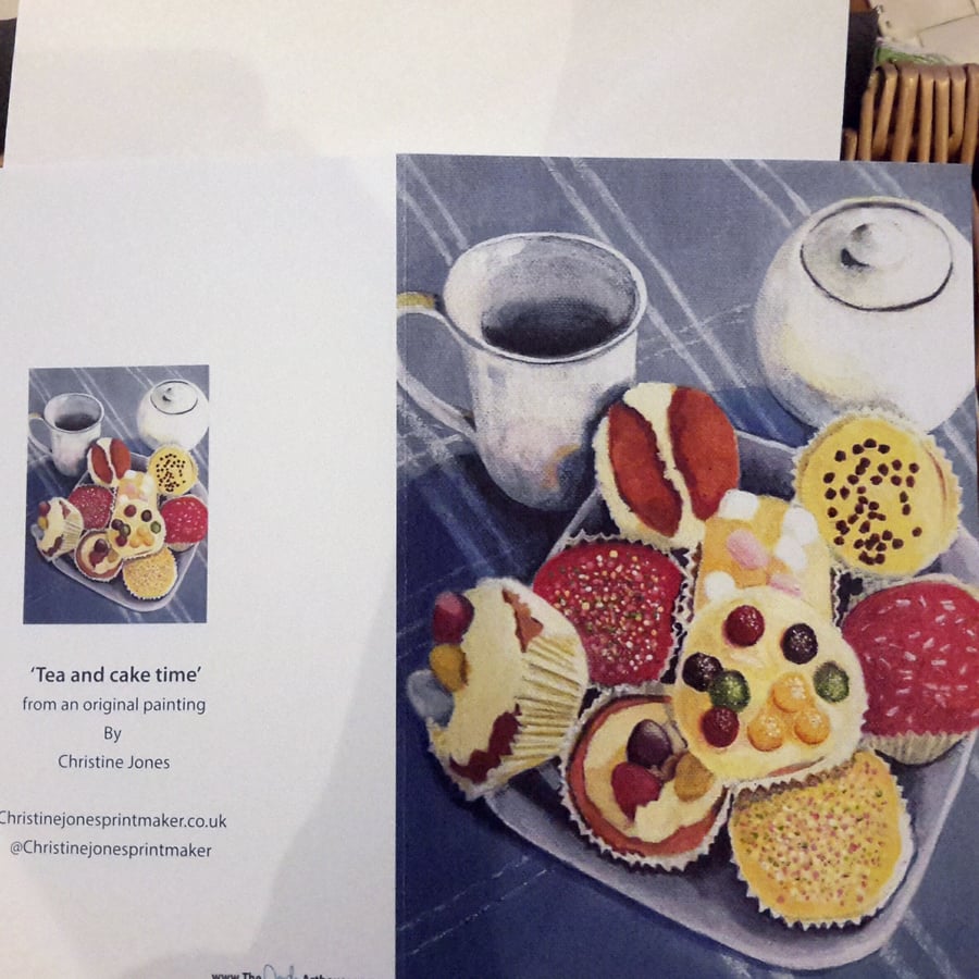 Tea and cake time blank greetings card