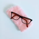 Case for glasses, Glasses case, Pink faux fur glasses case, sunglasses case.    