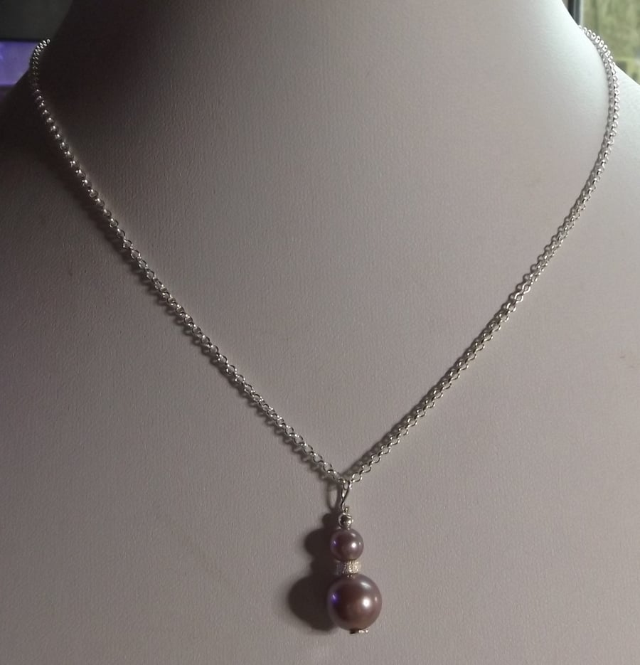 Lavender Pearl 16" sterling silver necklace 