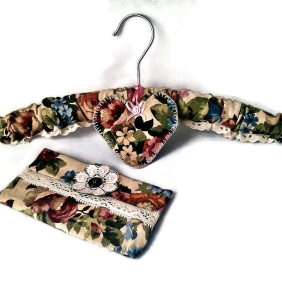 Coathanger Gift Set, Sanderson Linen Fabric ,Upcycled
