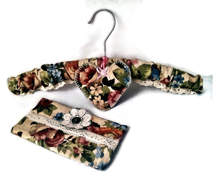 Sanderson Linen Fabric Coathanger Gift Set - Upcycled and Handmade