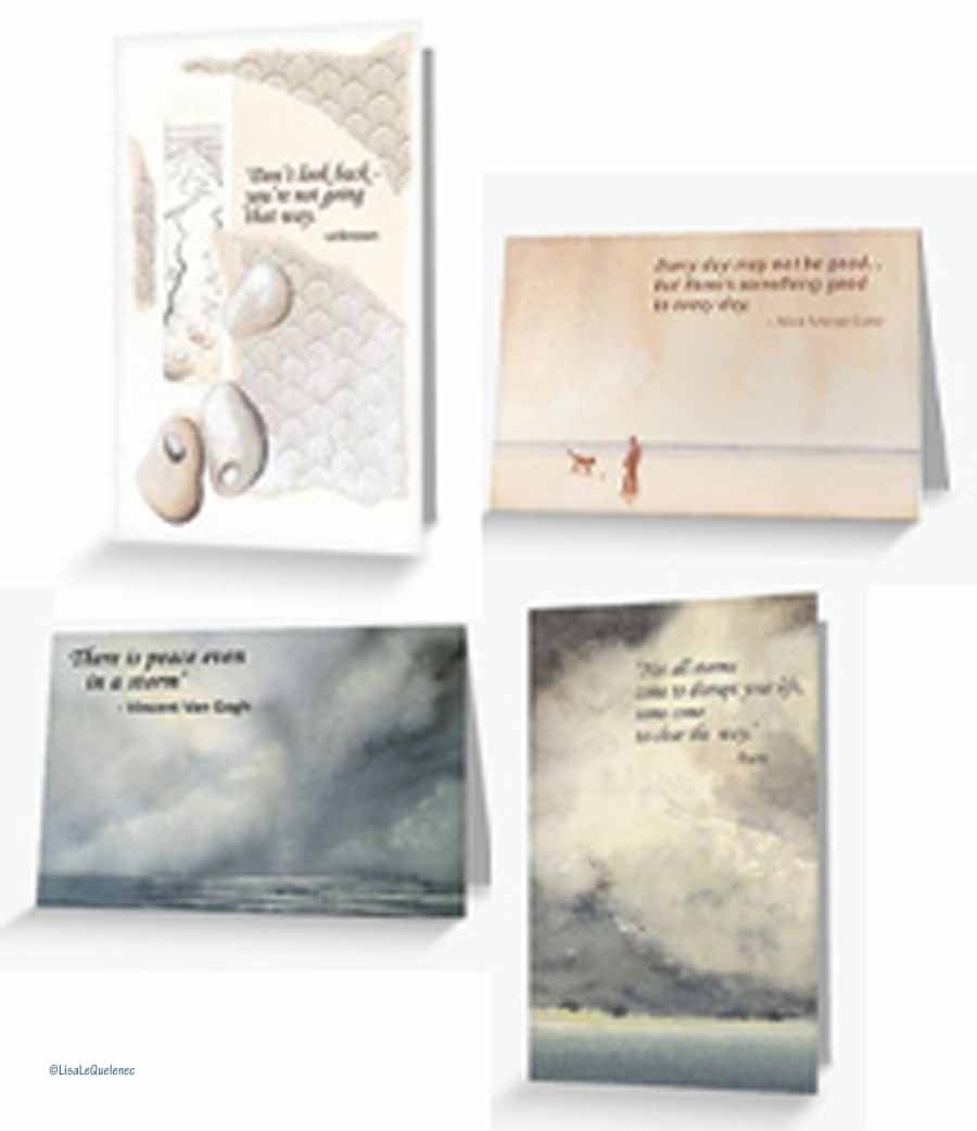 Set of four inspirational quote cards, notelets